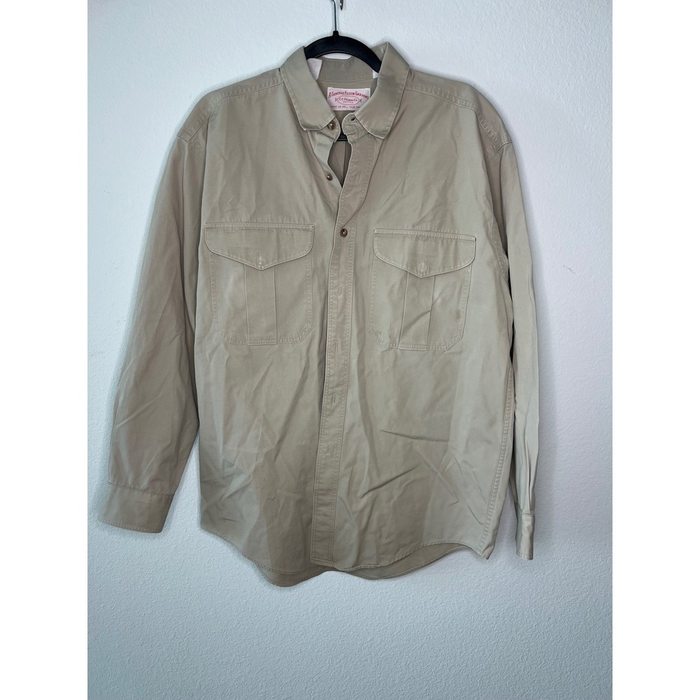 Vintage Filson Mens Button Down Shirt Style 52 Dual Pocket Cotton Tan Large